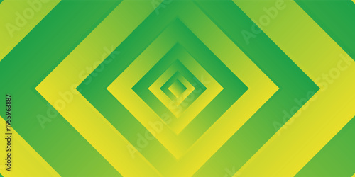 Abstract geometric background with green and yellow polygon shapes forming a modern symmetrical composition..
