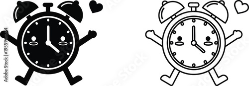 Cute alarm clocks with hearts Vector