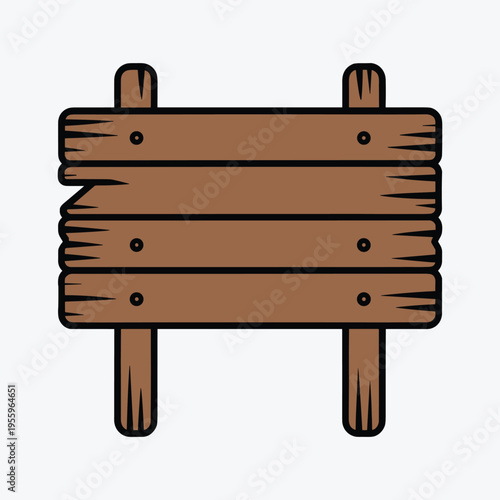 Blank wooden signboard illustration with posts for rustic message or design element with wooden sign