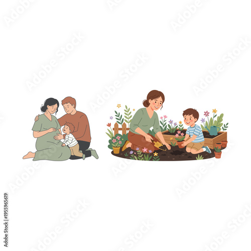 Nurturing family bonds a tender portrayal of pregnancy, parenting, and joyful gardening