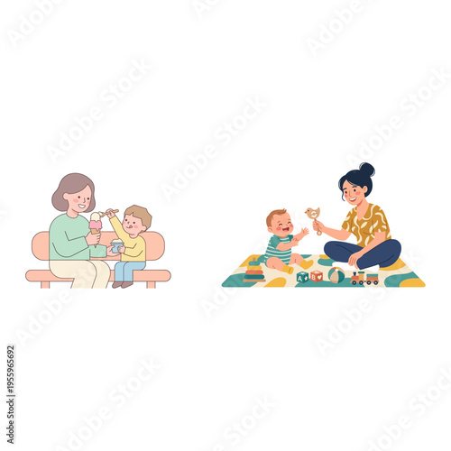 Family moments A mother and child enjoying playtime together on a blanket