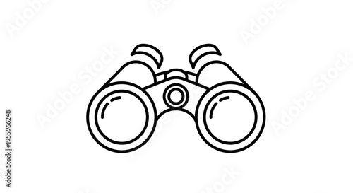 Black Outline Binoculars Line Icon. Minimalist Design for Search, Vision, Exploration, Discovery, and Observation Concepts.