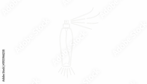 Perfume Bottle Spraying Mist - Minimalist Line Art Illustration