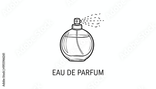 Perfume Bottle Spraying Fragrance, Eau de Parfum, Elegant Glass Flacon, Beauty Product