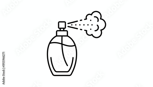 Perfume Bottle Spraying Mist Icon - Elegant Fragrance Atomizer Vector