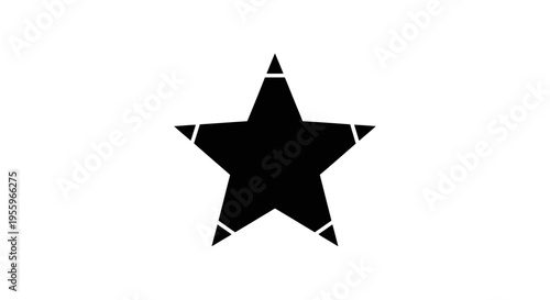 Stylized black star icon with geometric details on points against a white background. Modern graphic symbol design element.