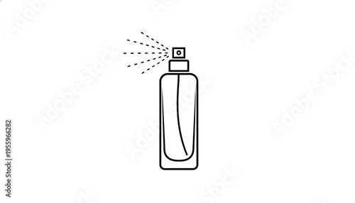 Perfume Bottle Spraying Mist - Minimalist Line Art Icon