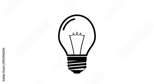 Light bulb icon symbol for idea, innovation, solution, creativity, and inspiration. Simple electric lamp vector illustration.