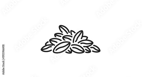 Pile of Coffee Beans, Hand-Drawn Icon Style