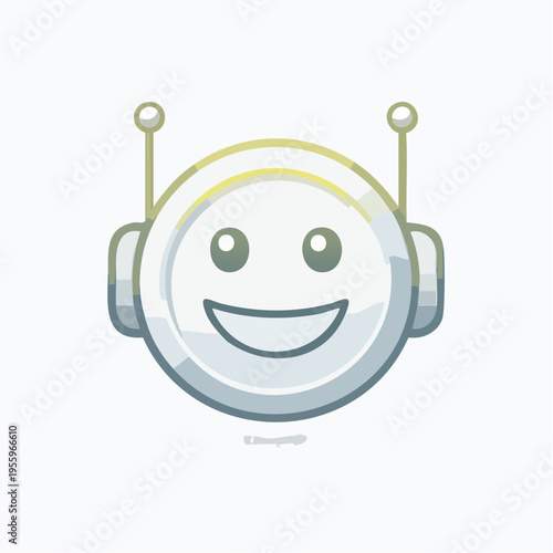 微笑むAIロボットの顔 フレンドリーなAIアシスタントのアイコン