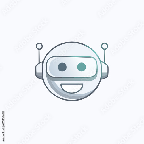 微笑むAIロボットの顔 フレンドリーなAIアシスタントのアイコン