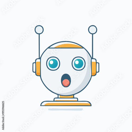 驚くAIロボットの顔 発見やリアクションを示すアイコン