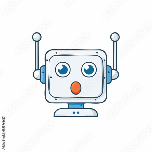 驚くAIロボットの顔 発見やリアクションを示すアイコン