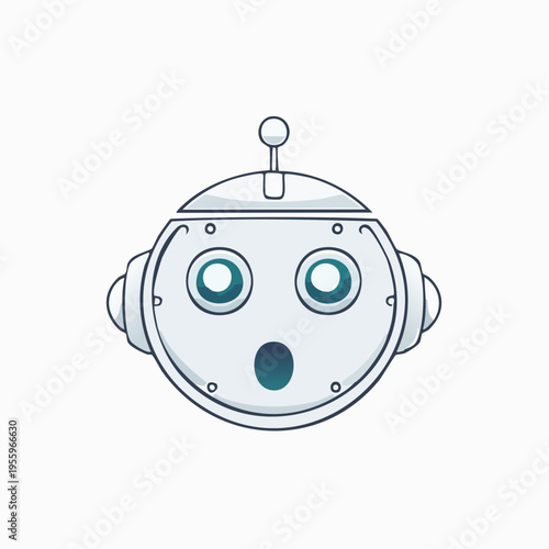驚くAIロボットの顔 発見やリアクションを示すアイコン