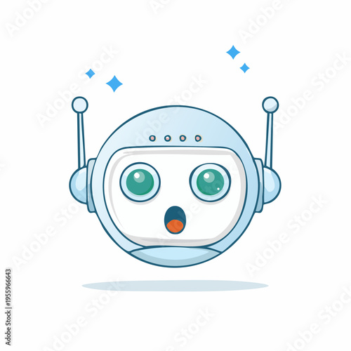 驚くAIロボットの顔 発見やリアクションを示すアイコン
