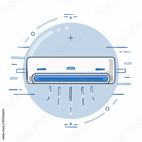 エアコンの冷房アイコン 夏の空調家電と快適な室内