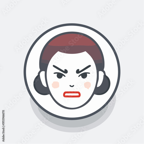 怒った顔の表情アイコン 不満やクレームのシンボル