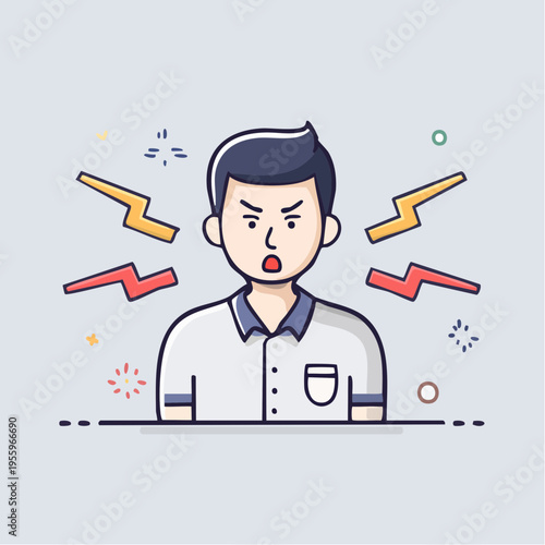 クレームを叫ぶ怒った男性顧客のアイコン 悪質クレーマー