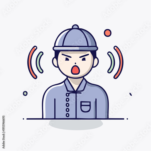 クレームを叫ぶ怒った男性顧客のアイコン 悪質クレーマー