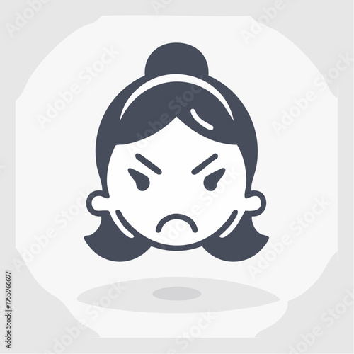 怒った顔の表情アイコン 不満やクレームのシンボル