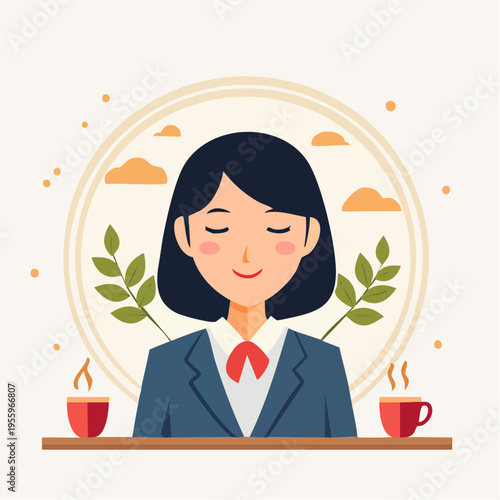 落ち着いてリラックスするビジネスパーソンのアイコン ワークライフバランス