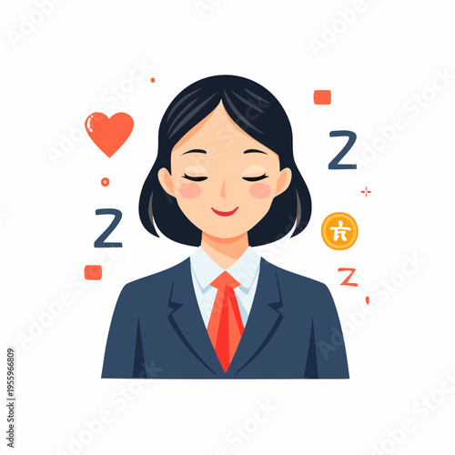 落ち着いてリラックスするビジネスパーソンのアイコン ワークライフバランス