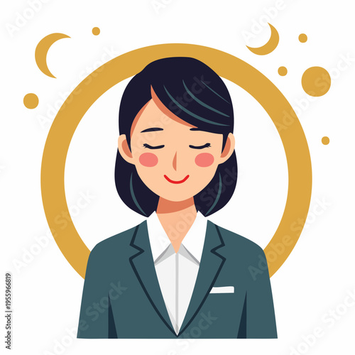 落ち着いてリラックスするビジネスパーソンのアイコン ワークライフバランス