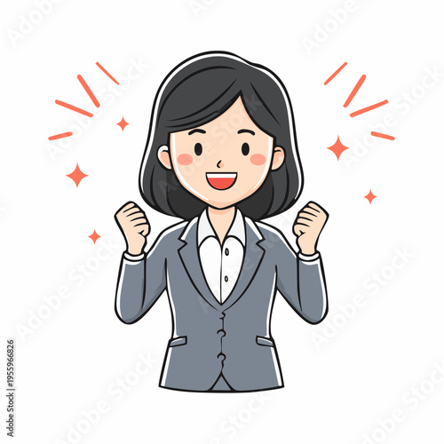 成功を喜ぶビジネスパーソンのアイコン 目標達成とキャリアアップ