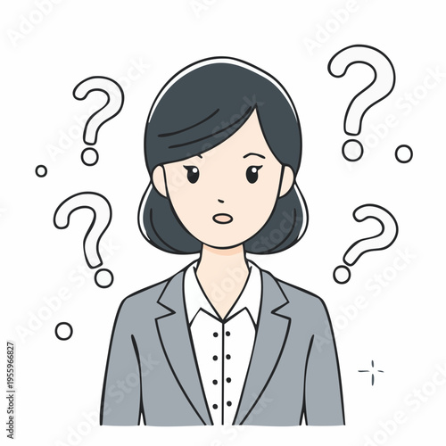 決断に迷うビジネスパーソンのアイコン 選択や思考中のビジネスシーン