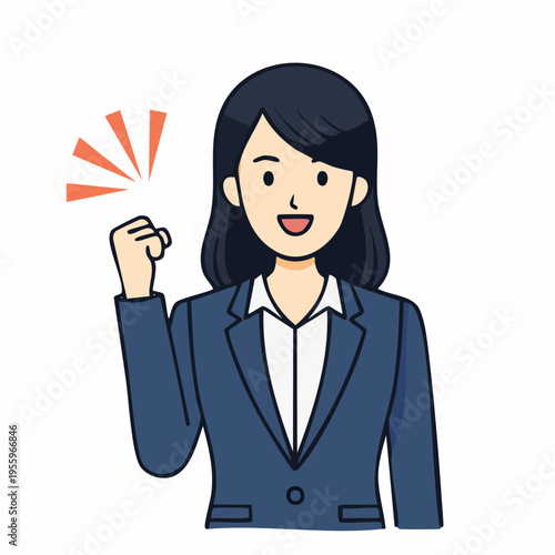 ガッツポーズでやる気のあるビジネスパーソンのアイコン モチベーションアップ