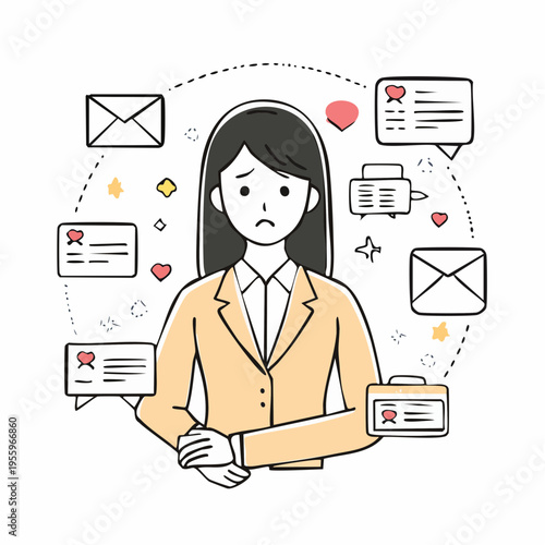 クレーム対応でストレスを抱えるビジネスパーソンのアイコン カスタマーサポート