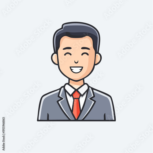 自信に満ちて微笑むビジネスパーソンのアイコン 成功と信頼