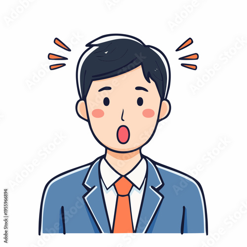 驚くビジネスパーソンのアイコン 予想外のトラブルや新しい発見