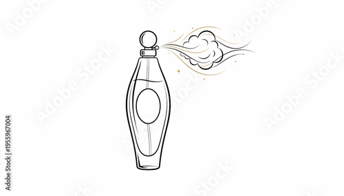 Perfume Bottle Spraying Fragrance Mist, Elegant Glass Bottle with Swirling Scent