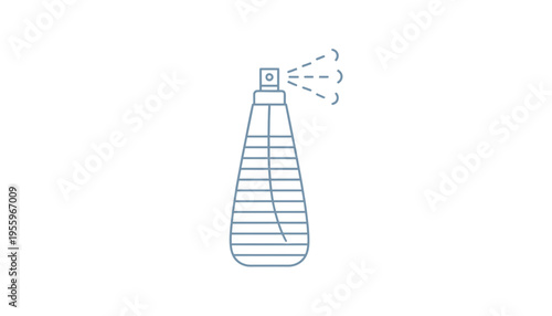 Perfume Bottle Spraying Fragrance Mist, Minimalist Line Art Icon