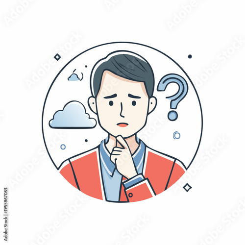 困惑して考える顔のアイコン 疑問や迷いの表情