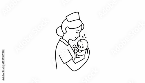 Nurse Holding Newborn Baby, Caring, Gentle Touch, Medical Care, New Life