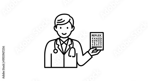 Optometrist Doctor Holding Eye Chart for Vision Test, Healthcare Professional Icon