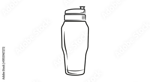 Outline Drawing of a Water Bottle with Lid