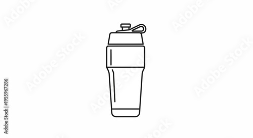 Outline Icon of a Sports Shaker Bottle for Protein Shakes and Supplements