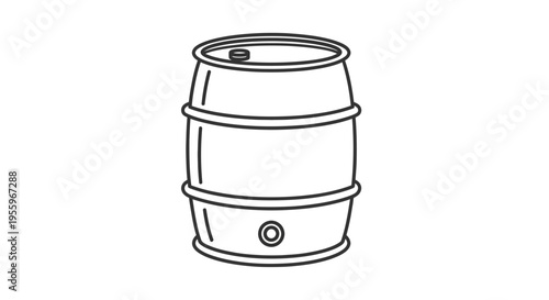 Outline illustration of a classic beer keg, symbolizing brewing and beverage industry