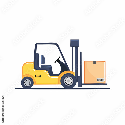 荷物を運ぶフォークリフトのアイコン 物流倉庫と運送業