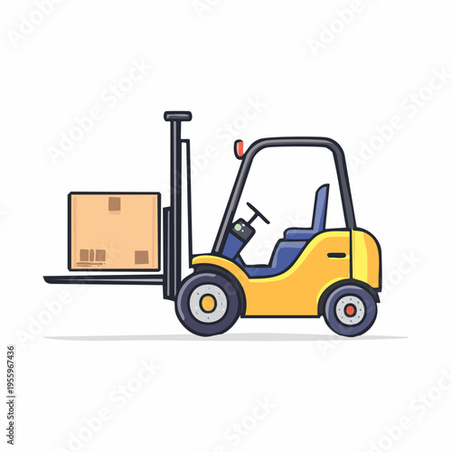 荷物を運ぶフォークリフトのアイコン 物流倉庫と運送業
