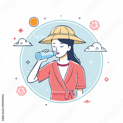 水を飲む人のアイコン 水分補給や熱中症対策