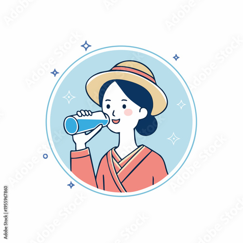 水を飲む人のアイコン 水分補給や熱中症対策