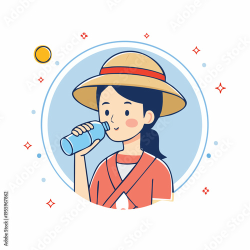 水を飲む人のアイコン 水分補給や熱中症対策