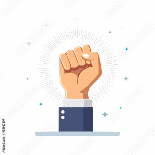 突き上げた拳のアイコン 団結・モチベーション・抗議のシンボル