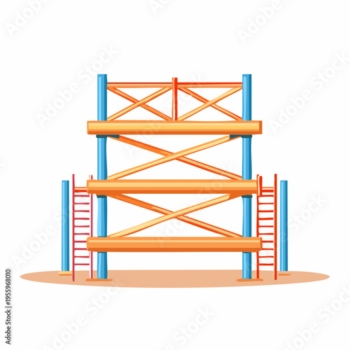 足場のアイコン 建設現場の仮設工事と高所作業