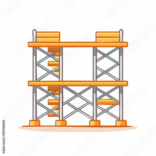足場のアイコン 建設現場の仮設工事と高所作業