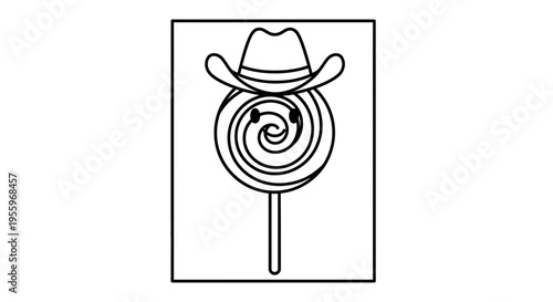 Funny Cowboy Lollipop Character with Swirls and Cute Face